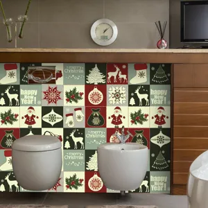 Adesivo natalizio per piastrelle decorazione festa casa murale impermeabile cucina bagno