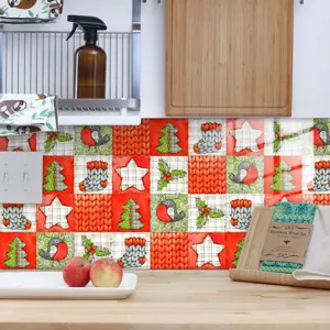 Adesivi per piastrelle cucina Natale impermeabile carta da parati decorativa