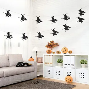 Halloween schwarze Hexe Papier Girlande Banner Wandbehang Party Dekoration Hintergrund