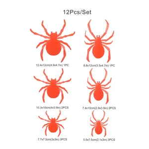 Juego de pegatinas de pared de arana luminosa 3D de Halloween, 12 piezas de varios tamanos.