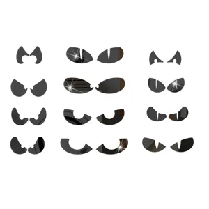 Halloween peeking eyes acrylic mirror wall stickers, 3D self-adhesive spooky decor for party bar.