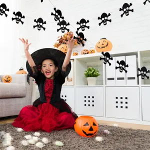 3D Perlmutt Papier Totenkopf Girlande Halloween Party Dekoration Wand Hängende Requisite