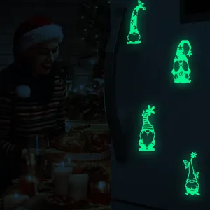 Adesivi murali luminosi di natalizi che si illuminano al buio decalcomanie di gnomi festive decor