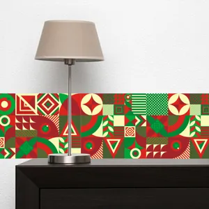 Natale geometrico adesivo per piastrelle dettaglio muro rosso verde motivo su superficie.
