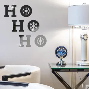 Adesivo murale specchio acrilico Natale fiocco di neve e lettera decorazione dettaglio