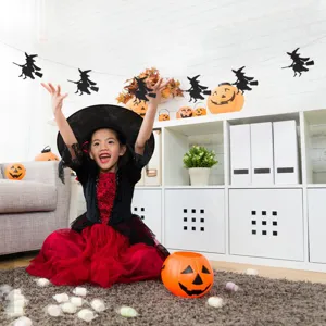 Halloween 3D Perlmutt Papier Hexe Banner Hängende Dekoration für Party Hintergrund Wand DIY.