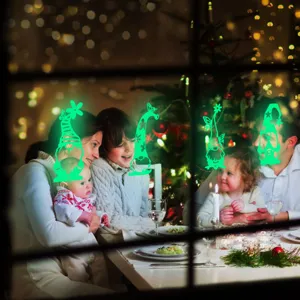 Natale gnomi luminosi adesivi per finestre decorazione murale fluorescente per festa di festa