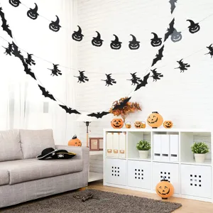 Halloween Kürbis Fledermaus Hexe Papier Girlande Hängende Dekoration für Party Wand Display