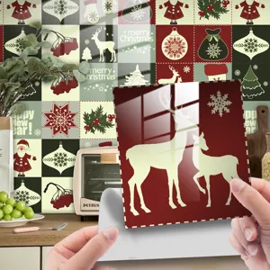 Adesivi per piastrelle di Natale impermeabili decorazione cucina feste murali