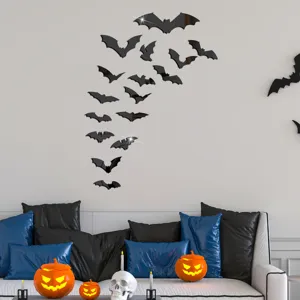 Detailed view of 3D acrylic bat wall stickers, perfect for Halloween party and home decor.