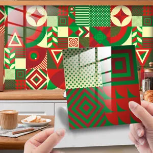 Adesivo per piastrelle geometrico natalizio impermeabile per la decorazione della cucina