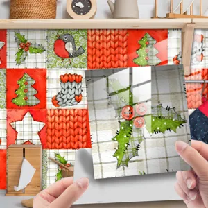 Adesivo per piastrelle da cucina natalizie impermeabile murale decorazione casa