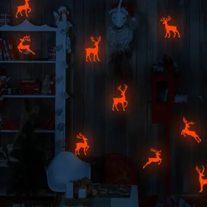 Adesivi murali luminosi con renne di Natale per decorazioni festive della stanza che brillano al buio