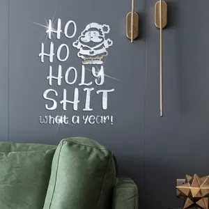Adesivo da parete specchio acrilico Babbo Natale di Natale divertente decoro casa