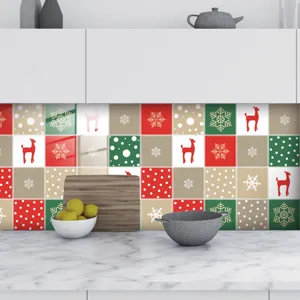 Adesivo per piastrelle da cucina di Natale impermeabile adesivo murale decorativo casa.