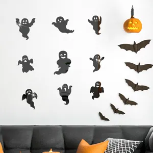 Halloween ghost acrylic mirror wall stickers 3D self-adhesive spooky decor for home party