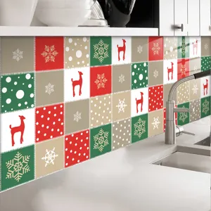 Adesivo per piastrelle di Natale paraschizzi cucina impermeabile murale decorazione dettaglio