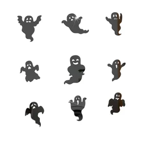 Halloween ghost acrylic mirror wall stickers details showing various cute spooky reflective poses.