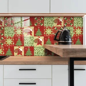 Adesivo per piastrelle cucina Natale impermeabile decorazione murale festiva per interni