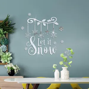 Natale fiocco di neve specchio adesivo murale acrilico let it snow decorazione