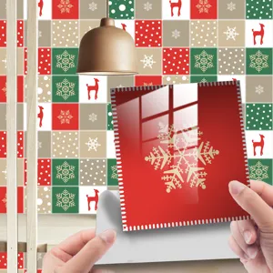 Adesivi per piastrelle di Natale decorazione murale festiva adesivi murali impermeabili.