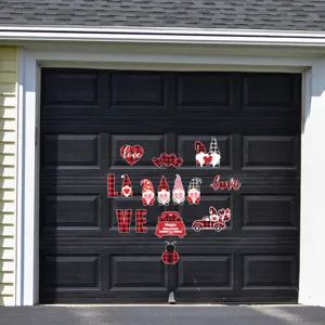 Aimants de porte de garage de Saint-Valentin gnomes carreaux camion rouge decor