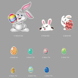 Conejo de Pascua y huevos coloridos conjunto de pegatinas magnéticas para nevera, decor.