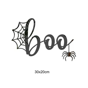 Halloween acrylic mirror wall sticker boo spider web for spooky party bar decor 30x20cm