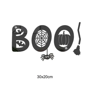 Halloween acrylic mirror wall sticker BOO pumpkin spider bat decor 30x20cm spooky party