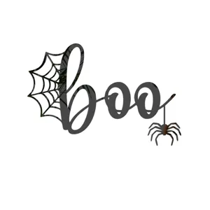 Halloween acrylic mirror wall sticker detail shot, spooky spider web and 3d spider design.
