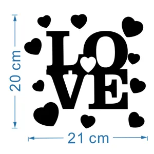 Acrylic LOVE wall sticker with cute heart design, perfect for Valentine's Day home decor.