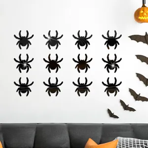 Halloween acrylic mirror spider wall stickers, perfect 3D decorative decals for spooky parties.