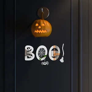 Halloween acrylic mirror wall sticker BOO spider bat pumpkin festival party decor.