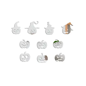 Halloween pumpkin acrylic mirror wall stickers spooky expression decor party DIY home decals