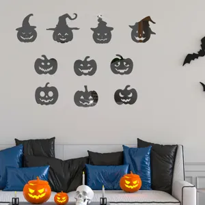Halloween pumpkin acrylic mirror wall stickers, spooky DIY decals for home party decor detail view.