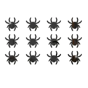 Close-up detail of acrylic spider mirror wall stickers, 3D reflection effect for Halloween decor.