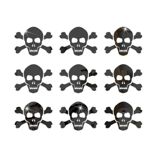 Halloween skull acrylic mirror wall sticker 3D self-adhesive spooky decor for home bar.