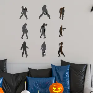 Halloween zombie acrylic mirror wall stickers, 9pcs spooky 3D self-adhesive decals for home party decor.