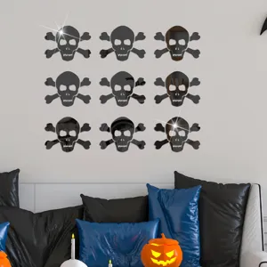 Halloween skull acrylic mirror wall sticker 3D self-adhesive for spooky home decor party