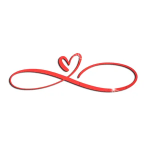 Red infinity heart acrylic mirror wall sticker for romantic home decor and Valentine day.