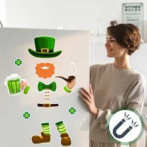 Pegatinas magnéticas para nevera de San Patricio, simpática decoración de duende para frigorífico.