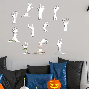 Halloween 3D acrylic mirror ghost hand wall stickers for spooky party home decor details