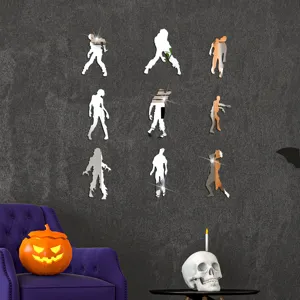 Halloween zombie acrylic mirror wall stickers, 3D self adhesive spooky home decor decals