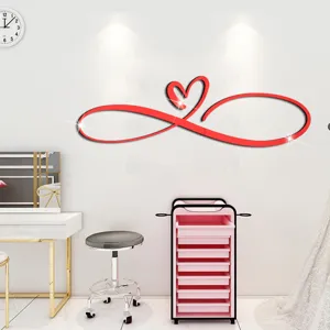 Valentine's Day heart infinity acrylic mirror wall sticker home decor detail view