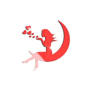 Acrylic mirror wall sticker featuring a sitting woman on moon design, ideal for home decoration.