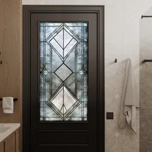 Geometric frosted glass window film sticker for home decor, elegant geometric diamond pattern.