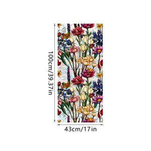 Static cling window film floral stained glass sticker removable privacy film 100x43cm