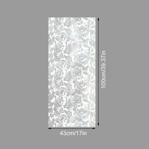 Static window glass film featuring elegant white lace stone texture design for home decor.