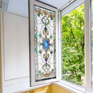 Viktorianische Glas-Fensterfolie, statisch haften dekorative Glasaufkleber für Heimdekor.