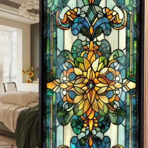 Glas-in-lood raamfolie decoratieve sticker vintage kerkstijl kleurrijke raamsticker woning